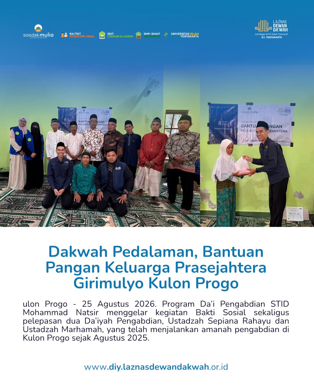 Dakwah Pedalaman, Bantuan Pangan Keluarga Prasejahtera Girimulyo Kulonprogo